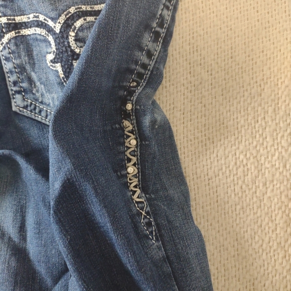 Rock Revival Erin Easy Skinny Low Rise Jeans 30 Grunge Punk Bling Casual - Picture 10 of 11